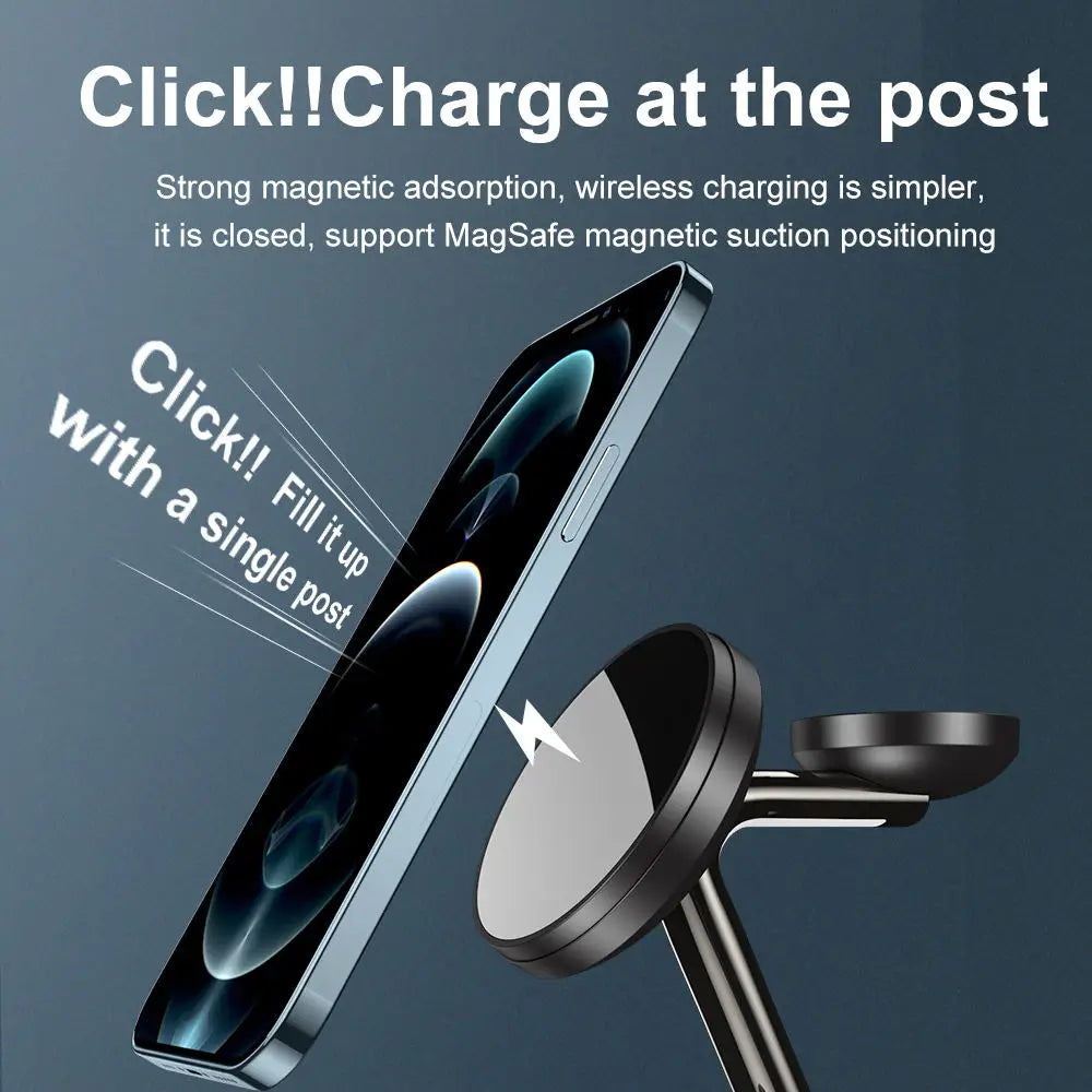 4 in 1Wireless charger for iphone 16 15 pro max magnetic phone charger holder for iwatch airpods pro 2 3 4 with LED Night Light