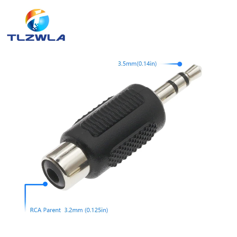 1PCS RCA Female Socket Turn 3.5MM Stereo Plug Audio Adapter 6.3MM Stereo Plug To RCA Socket 2 in 1 Stereo Connector