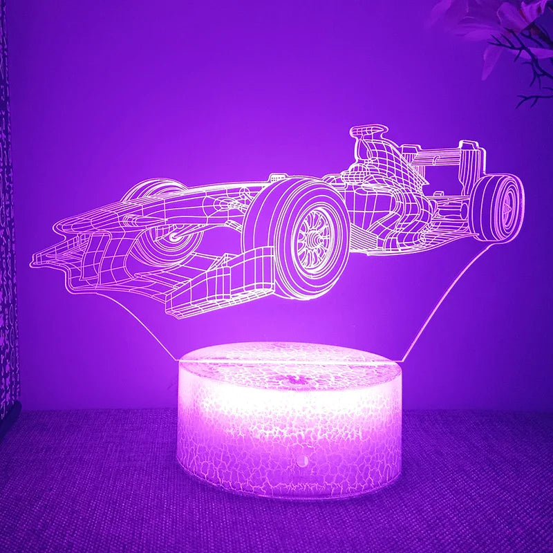 Formula 1 F1 Racing 3d LED Night Light Bedroom Custom Supercar Club Logo Write Name Superstar Lamp Birthday Gift For Boyfriend