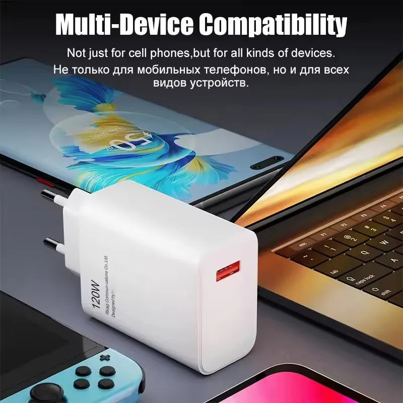 Xiaomi 120W Super Fast Charger Turbo Hyper Charge Adapter for Mi 15/14/13/11T Ultra Pro Redmi 12C Note 11-14 POCO F6/F7/X7 Pro