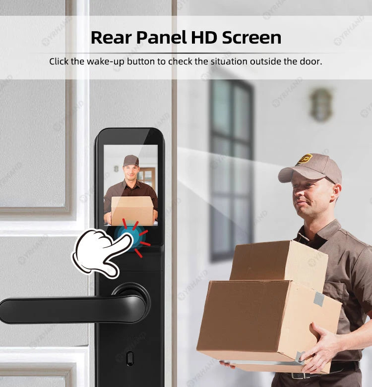 Tuya Wifi Smart Door Lock Electronic Digital Lock with Biometric Fingerprint Camera Smart Card Password Key Unlock Feature