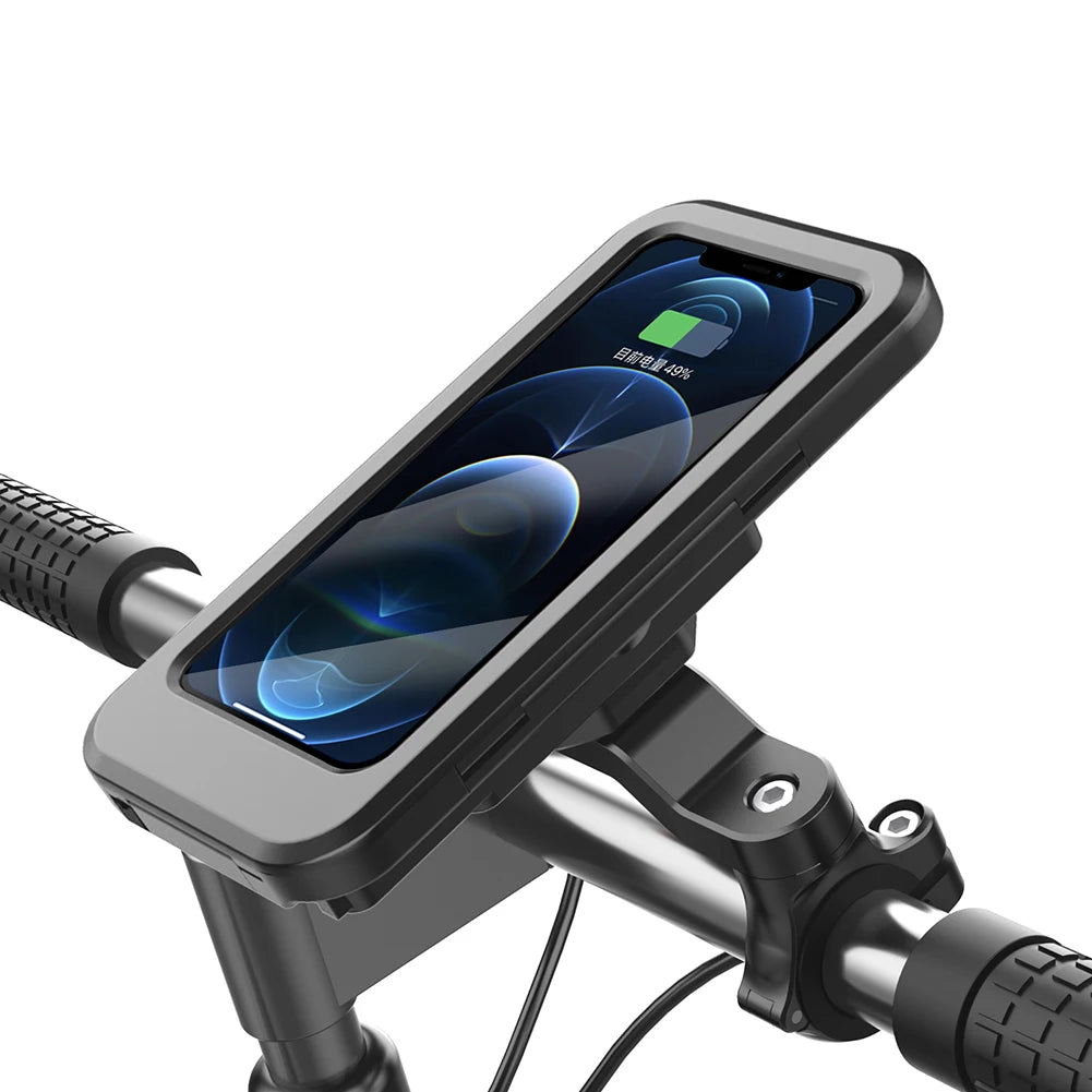 Waterproof Mobile Phone Holder USB Charging 15W Wireless Charger Mobile Phone Stand Universal Touch Screen for Electric Bike