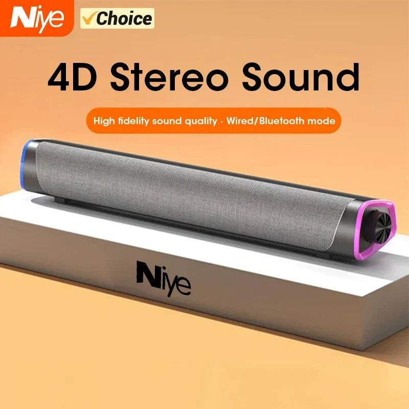 4D Computer Speaker Bar Bluetooth stereo sound subwoofer for laptops and PCs