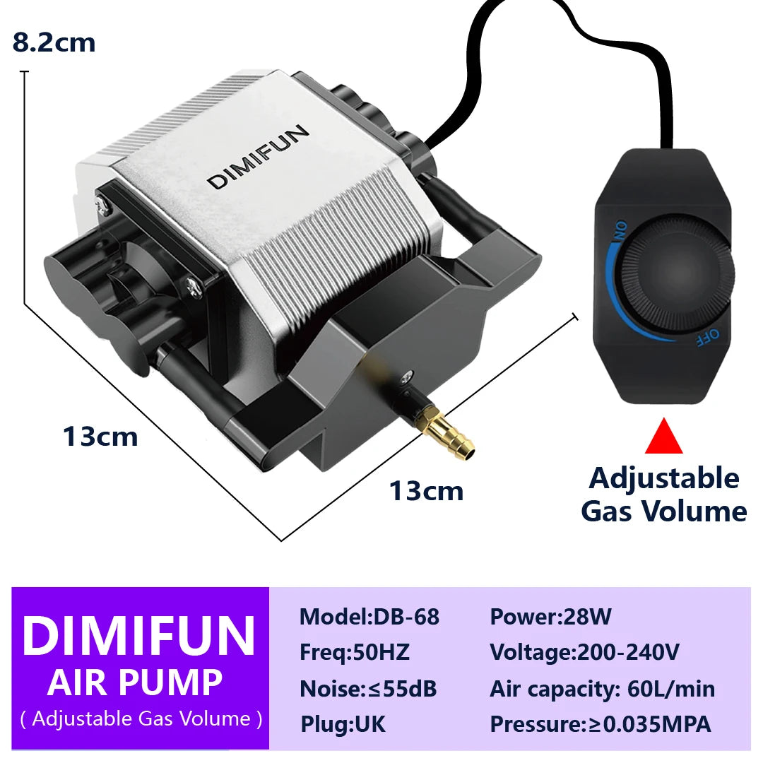 DIMIFUN 28W air compressor air auxiliary pump, air volume 60L/min, compatible with all brands of CNC laser engraving machines
