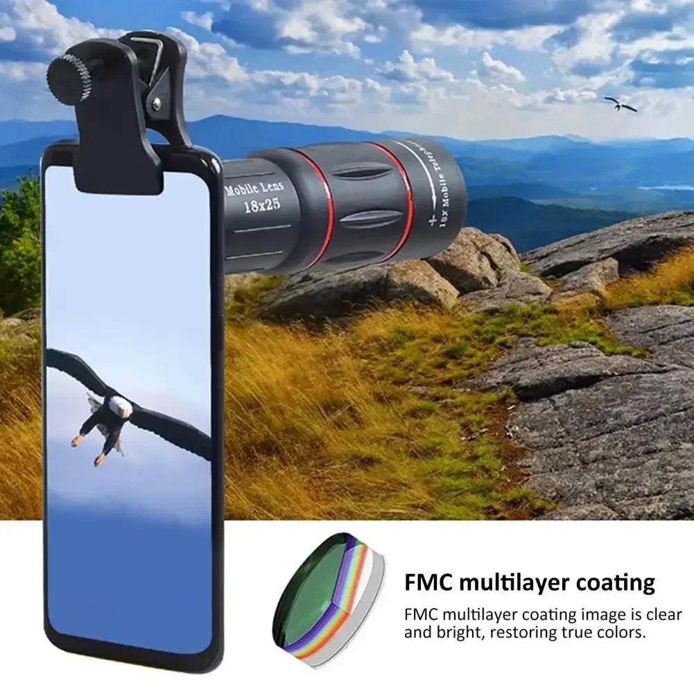 Universal Mobile Phone Telephoto Lens External Zoom Camera Lens for Concerts 18x Magnification