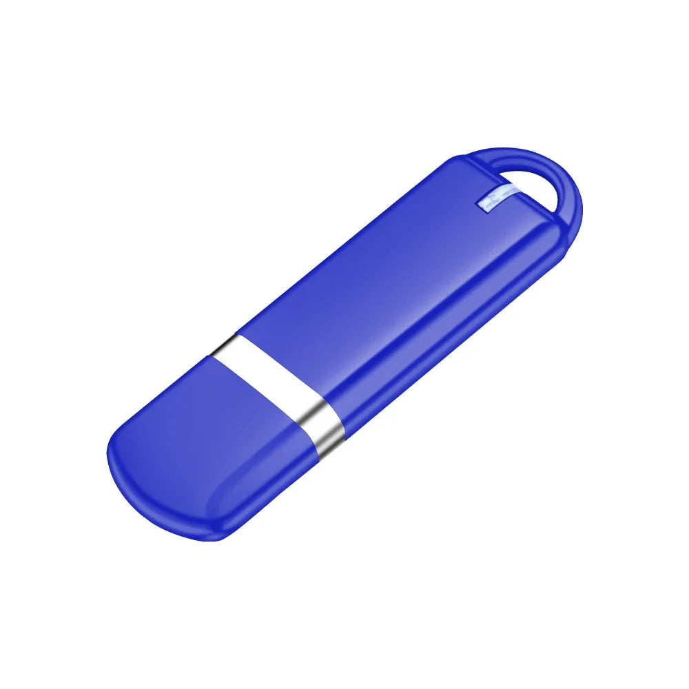 Blue JASTER 64GB USB Flash Drive with USB 2.0 and keyring loop, compact and stylish for business gifts and portable file storage.