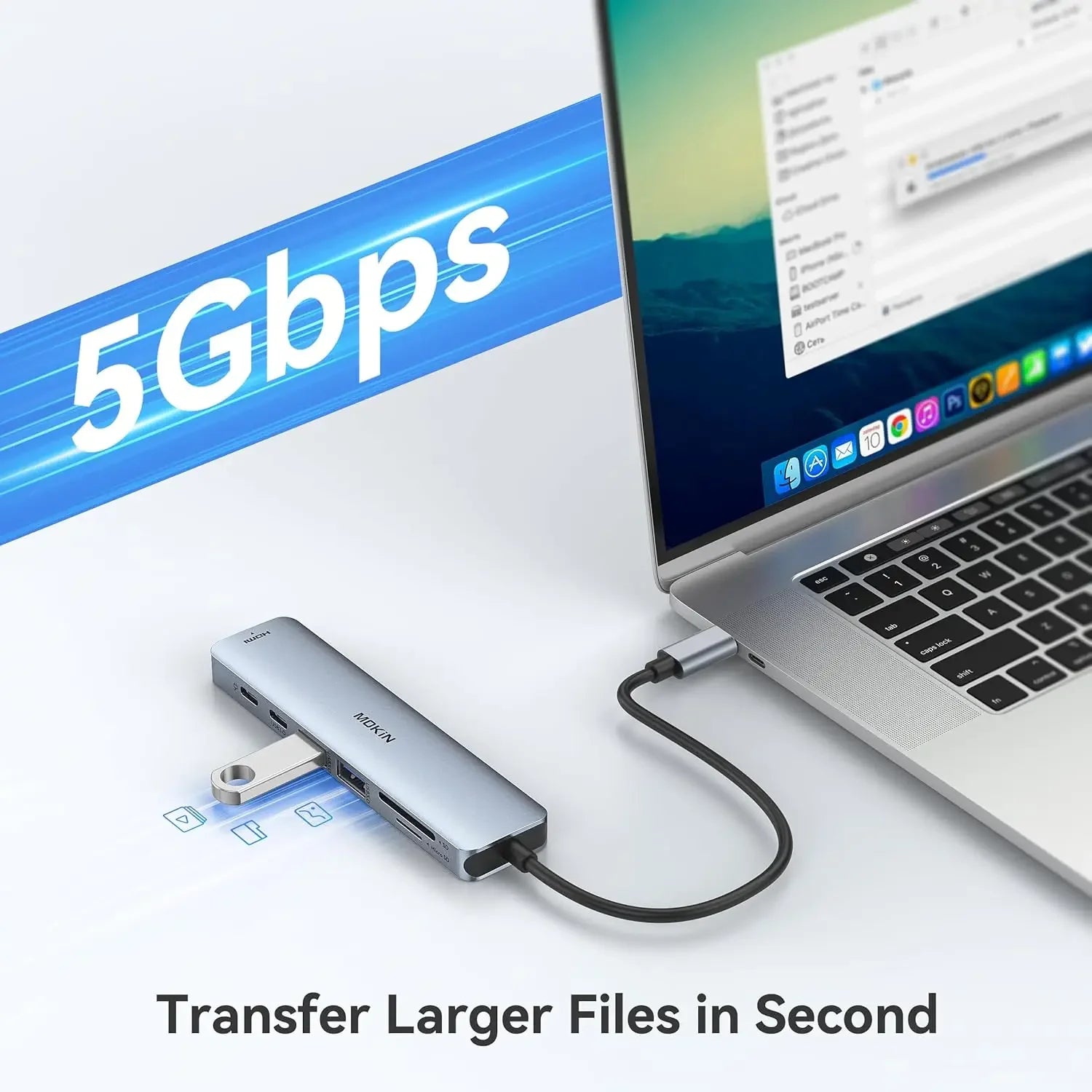 USB-C Hub,7 in 1 USB C to 4K60Hz HDMI Splitter,MOKiN Hub Type C to USB Adapter,Docking Station with 3*USB Port,SD&TF,for laptops