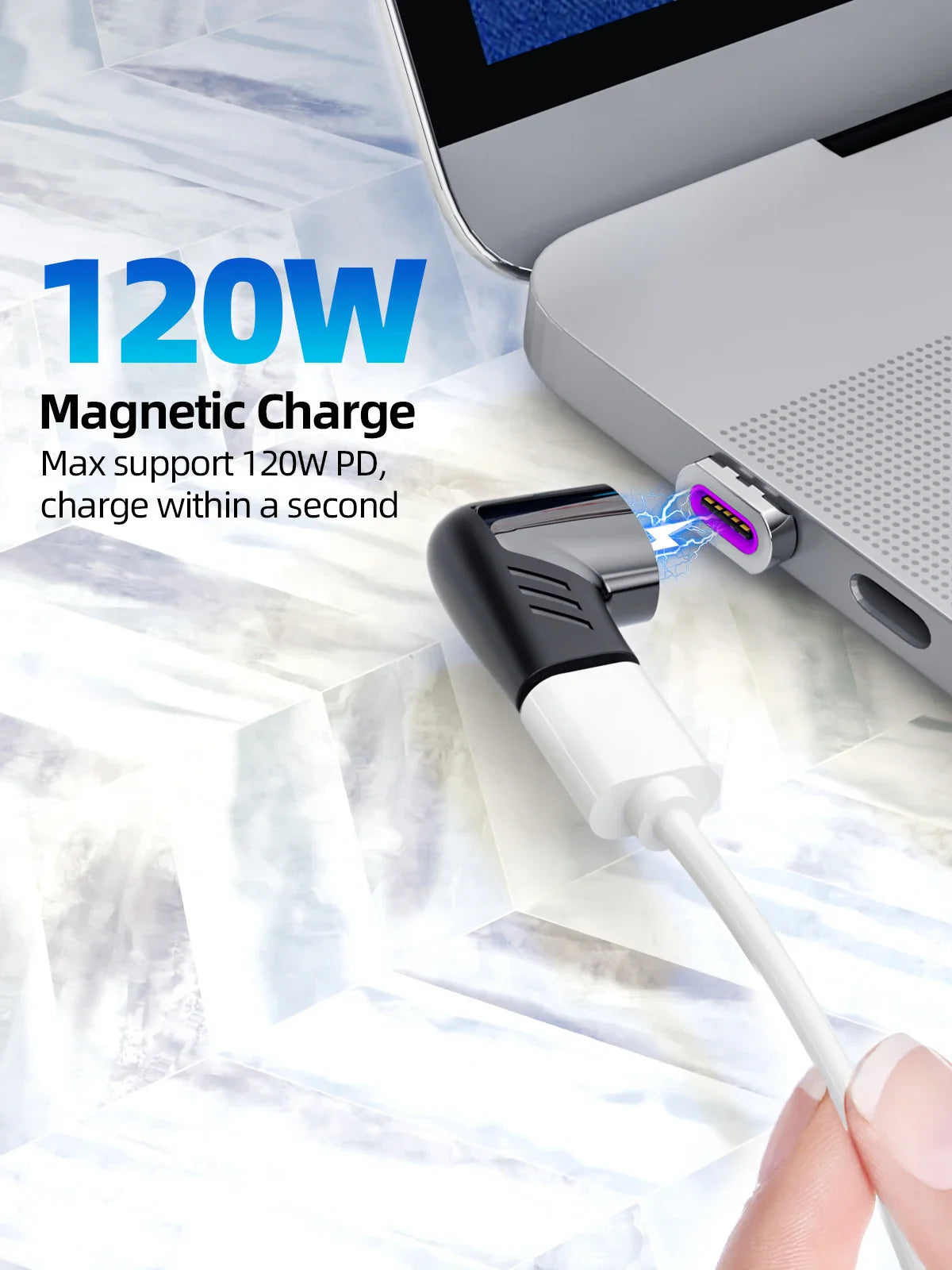120W Usb C To Type C Magnetic Adapter Fast Charging Usb Type C Magnet Converter Magnetic Cable Right Angle Usbc Connector