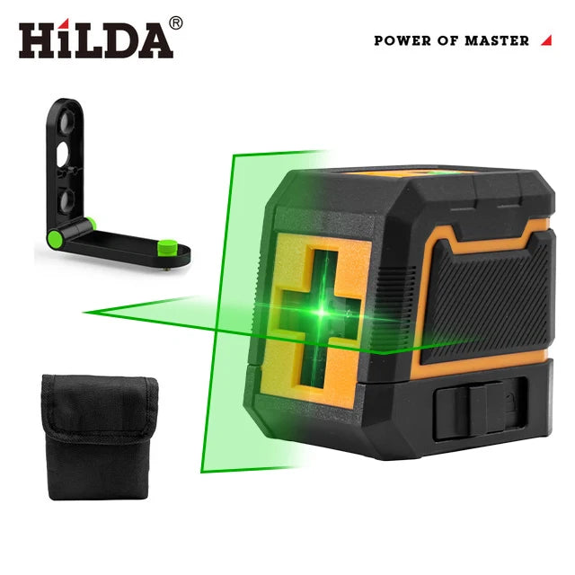 HILDA Laser Level 2 Lines Self-Leveling Horizontal And Vertical Cross Super Powerful Green Laser Beam Line