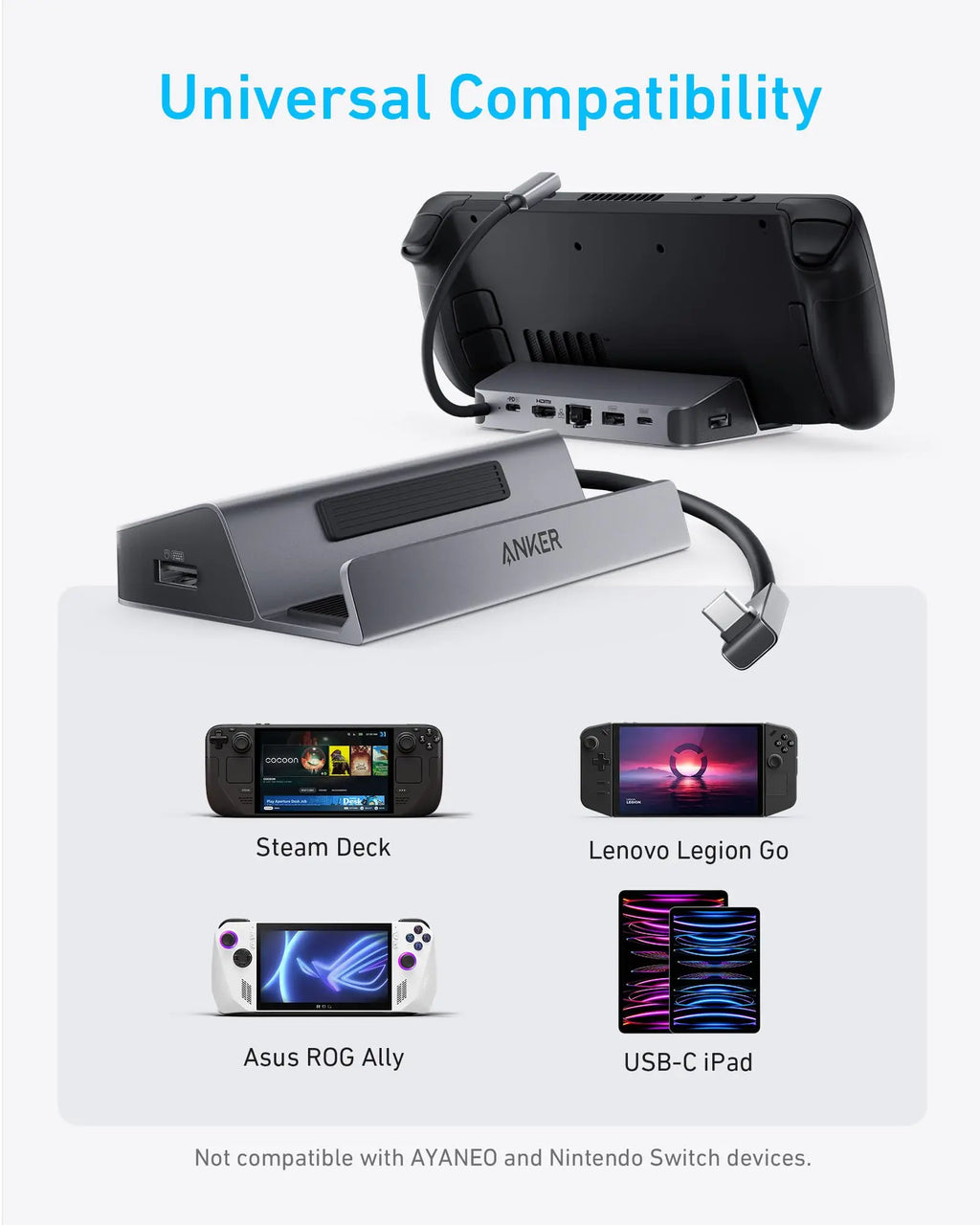 Anker-USB-C Hub for Handheld Game Console, A83S1 Excluding, 6 in 1