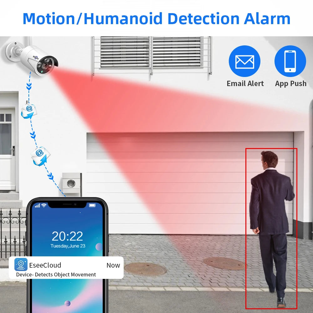 Hiseeu 3/5MP WiFi CCTV Camera Security System IR Night Vision Bullet Camera Set 10CH NVR Wireless CCTV Surveillance System