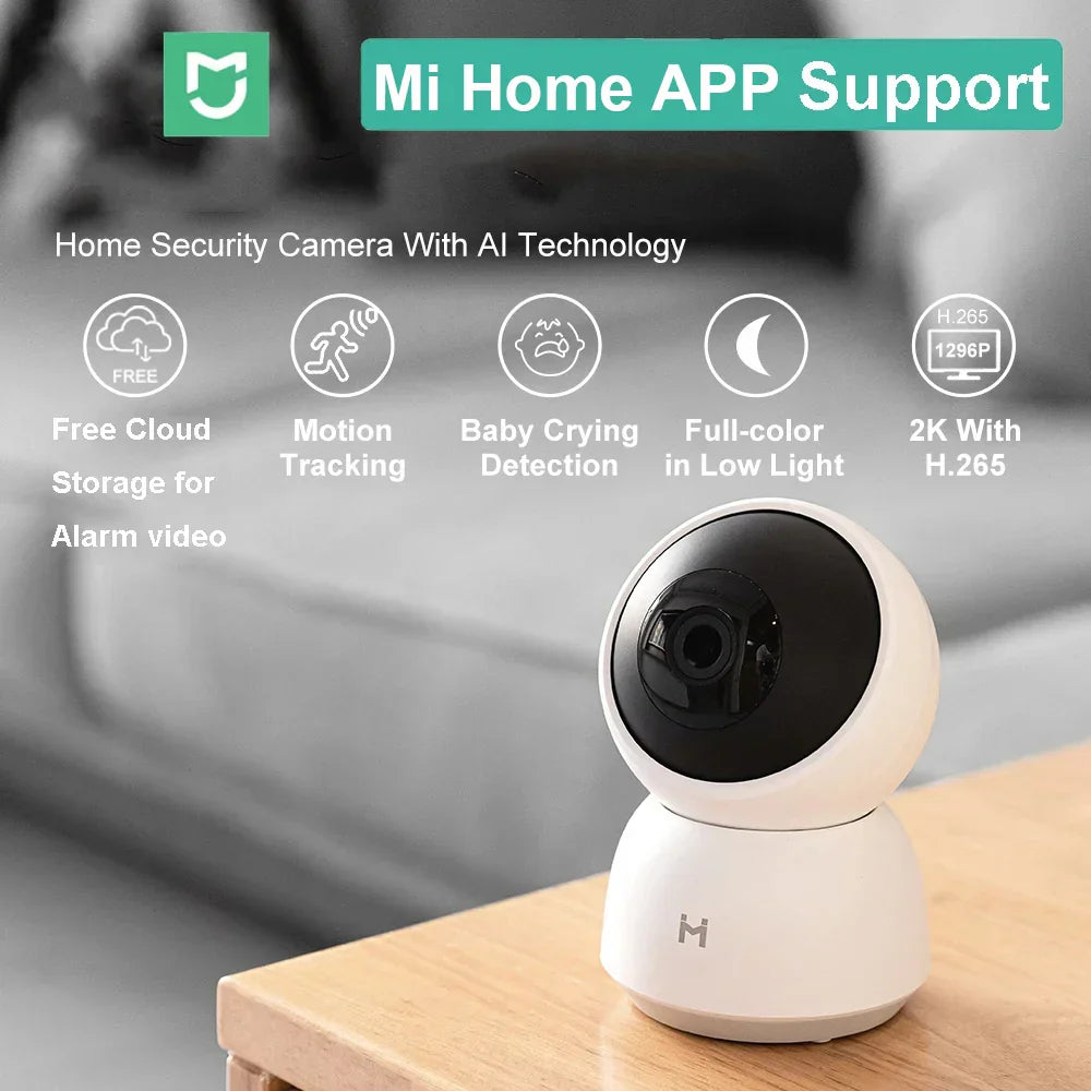 Smart Camera 2K 1296P HD 360 Angle WiFi Night Vision Baby Security Monitor with Mi Home APP support