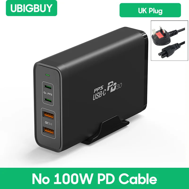 Ubigbuy 245W USB C Charger, Laptop GaN Power Adapter 4 Ports Desktop Fast Charging Station for MacBook Pro,iPhone 15 14,Galaxy