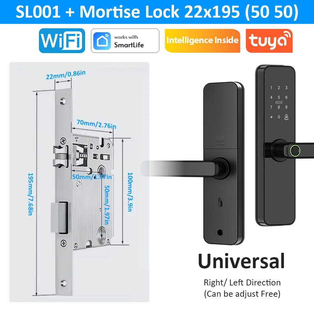 Wifi Smart Fingerprint Door Lock Digital Electronic Lock Fingerprint/IC Card/Password/Key/APP Remote Unlock Work with Alexa