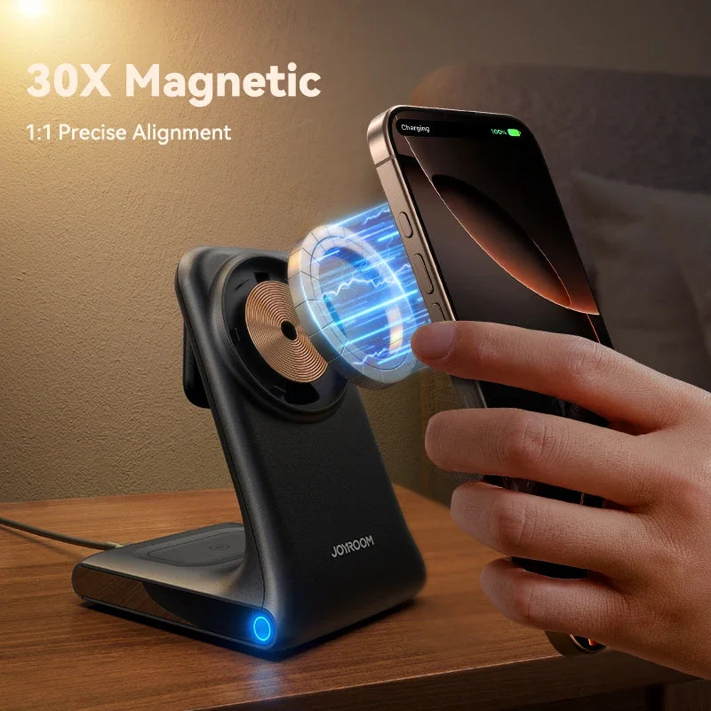 Joyroom 3-in-1 Magnetic Wireless Charging Station Wireless Phone Charger Stand for iPhone 16 15 14 13 12 for iWatch for AirPods