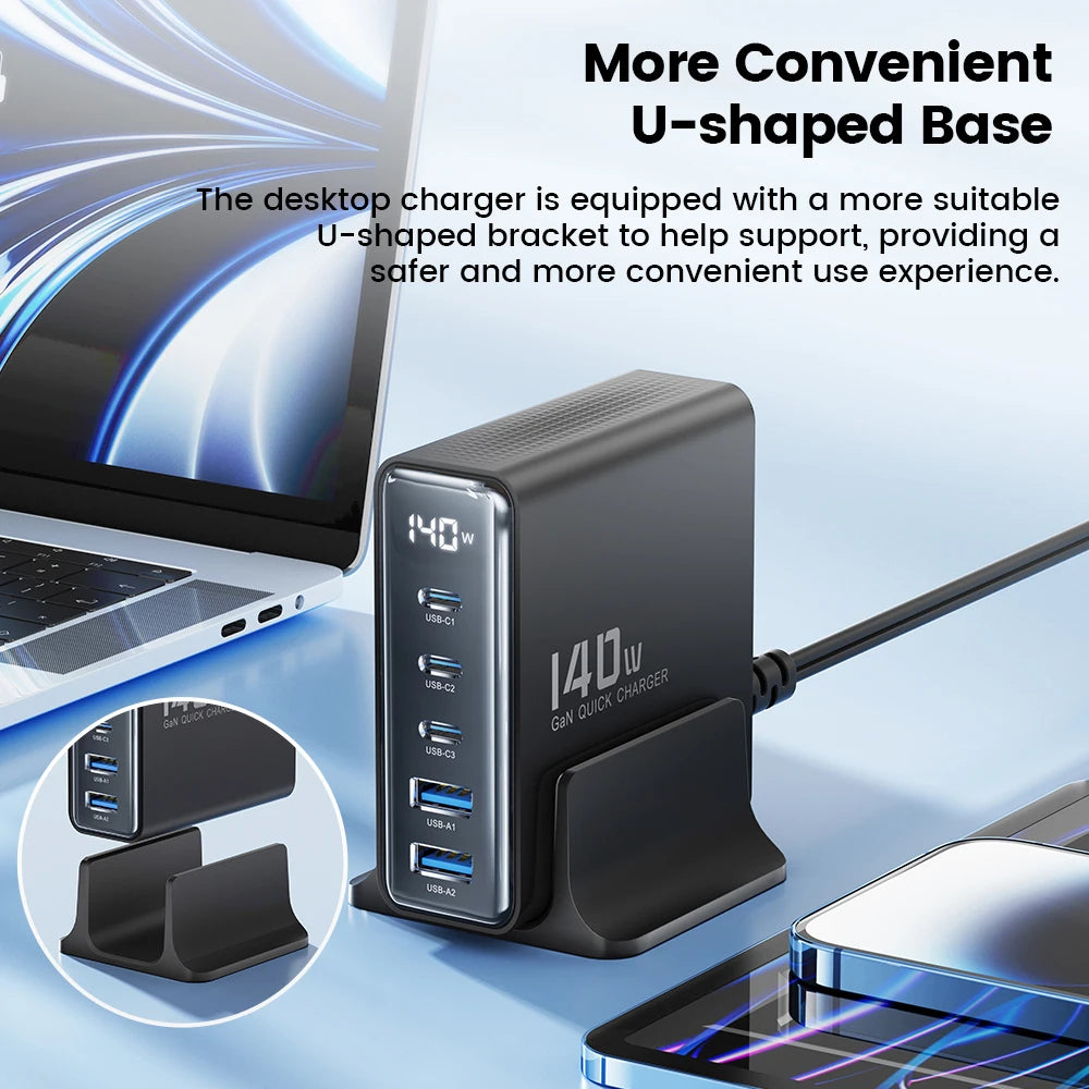 Toocki GaN 140W Charger Quick 4.0 PD3.0 100W USB Type C Fast Charger for Macbook Air iPhone 14  Sasmusng S23 Ultra  Xiaomi Huawe