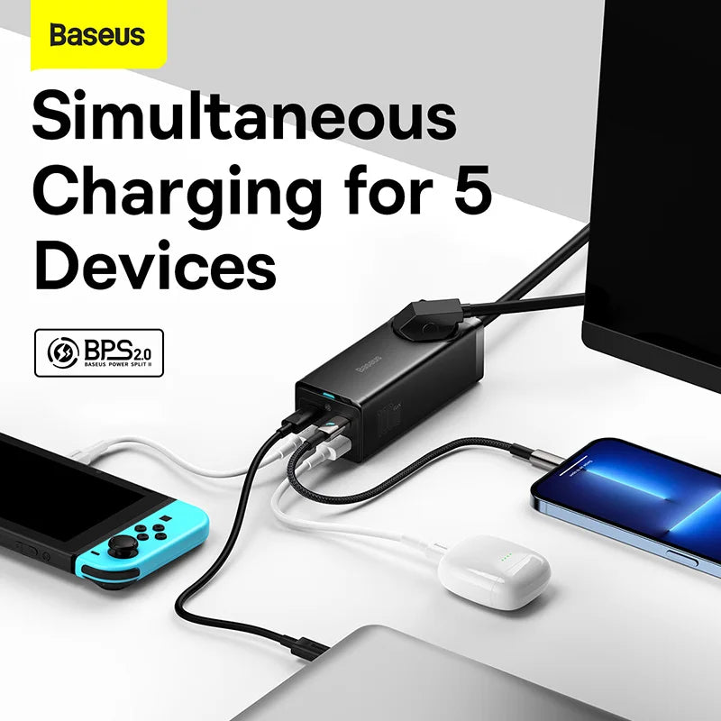 Baseus PD 100W GaN Charger USB Type C Desktop Charger Station Quick Charge 4.0 QC 3.0 Fast Charging For Macbook iPhone 14 Xiaomi