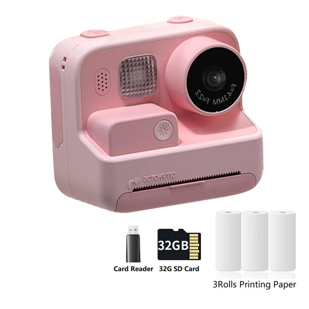 Children Instant Camera Print Camera 2.0" 1080P Video Photo Digital Camera with Thermal Print Paper for Kids Birthday Gift Toys