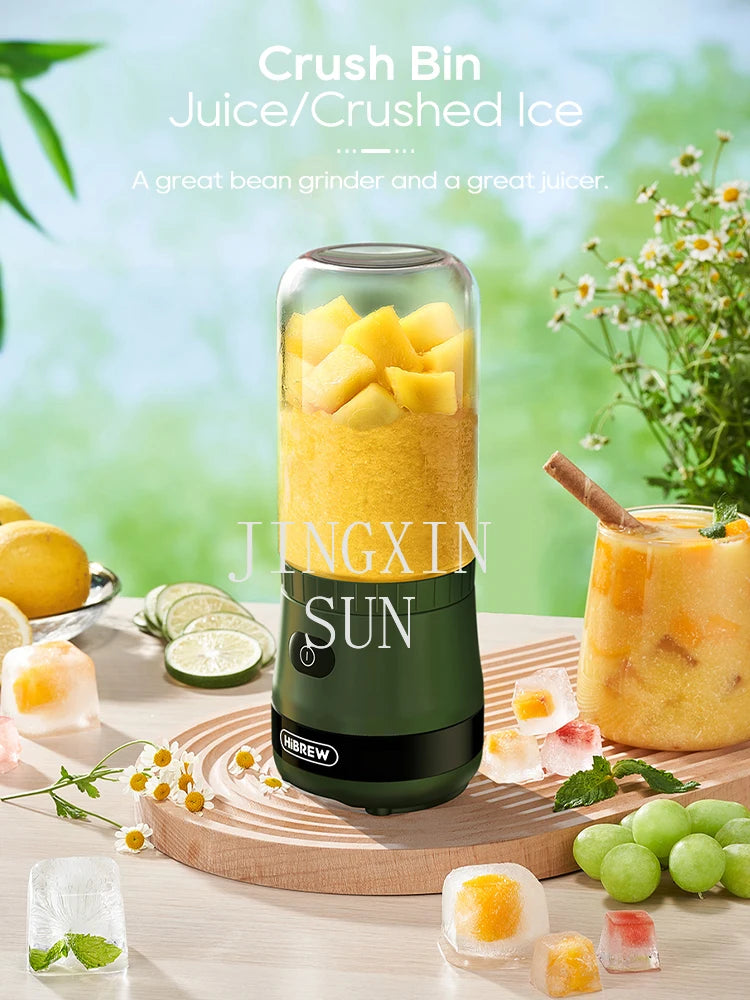 HiBREW Portable 3in1 Electric Coffee Grinder 2000mAh Double Cup Fruit Mixers Juicers Blender Ice Crusher Camping or Journey G2