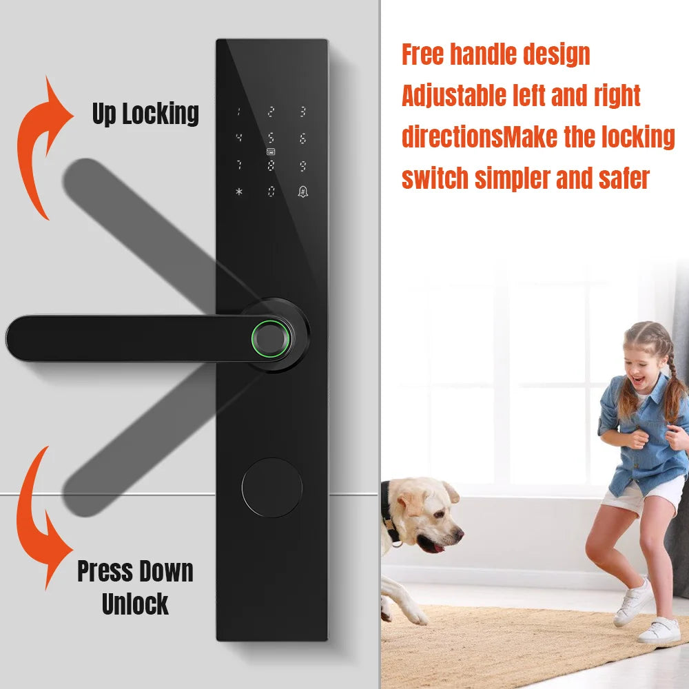 Wifi Smart Fingerprint Door Lock Digital Electronic Lock Fingerprint/IC Card/Password/Key/APP Remote Unlock Work with Alexa