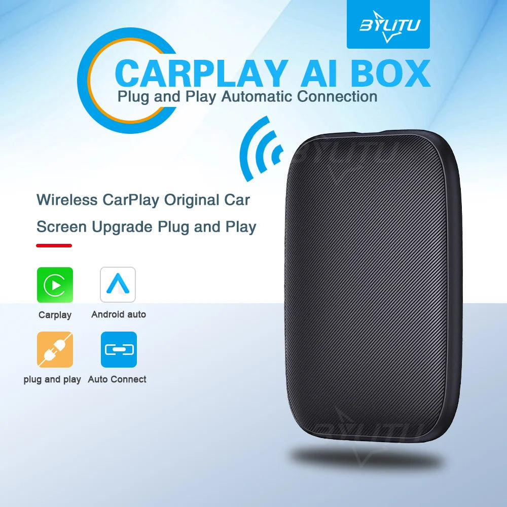 BYLITU Android Ai Box wireless CarPlay and Android Auto adapter for car multimedia player plug and play