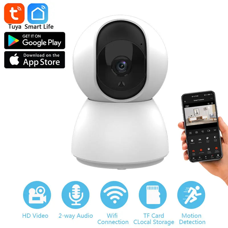 Tuya WiFi Camera - Indoor Smart Surveillance with 1080P HD, motion detection, two-way audio, and app control via Tuya Smart or Smart Life.