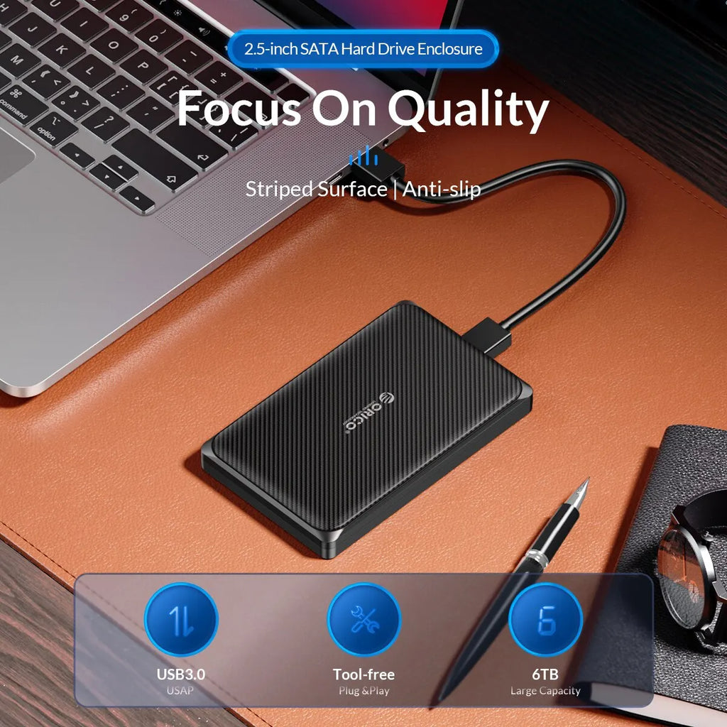ORICO Mrico-B 2.5 Inch Hard Drive Case SATA to USB3.0 5Gbps & 6Gbps External HDD Enclosure for PC Computer PS5
