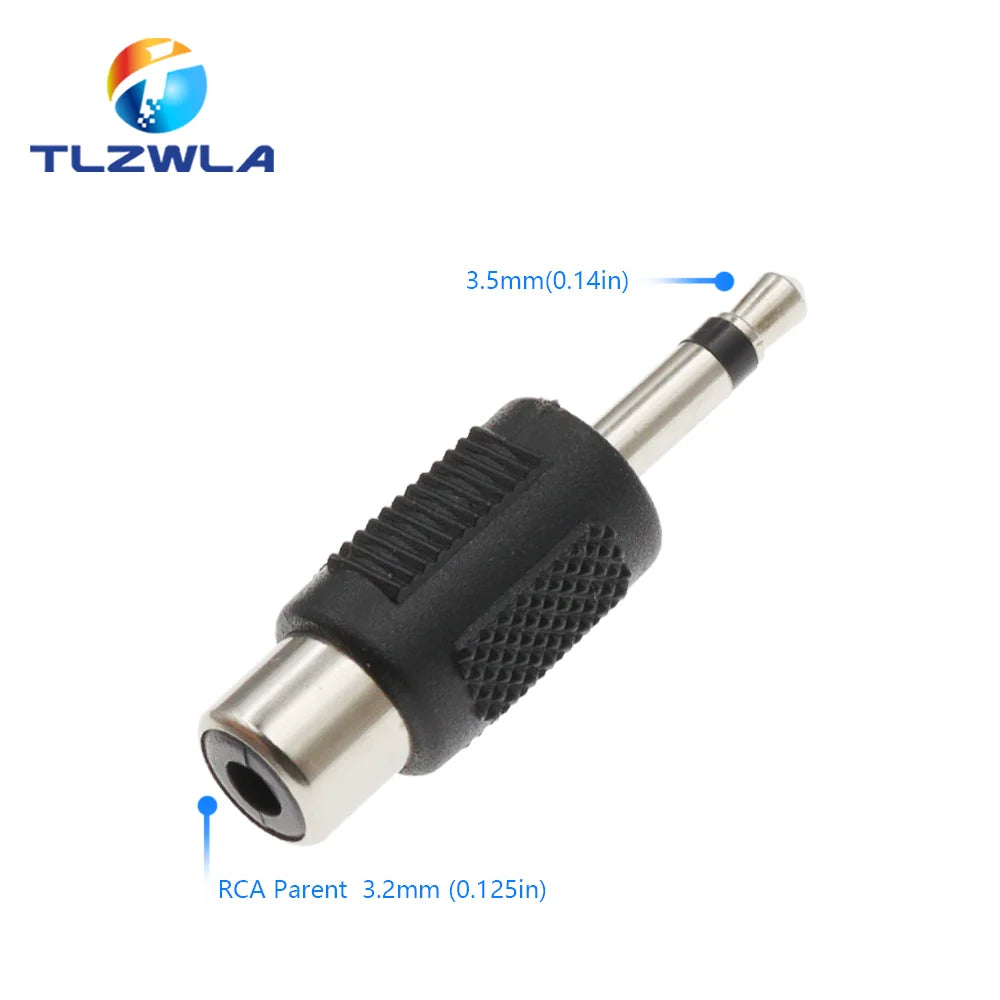 1PCS RCA Female Socket Turn 3.5MM Stereo Plug Audio Adapter 6.3MM Stereo Plug To RCA Socket 2 in 1 Stereo Connector