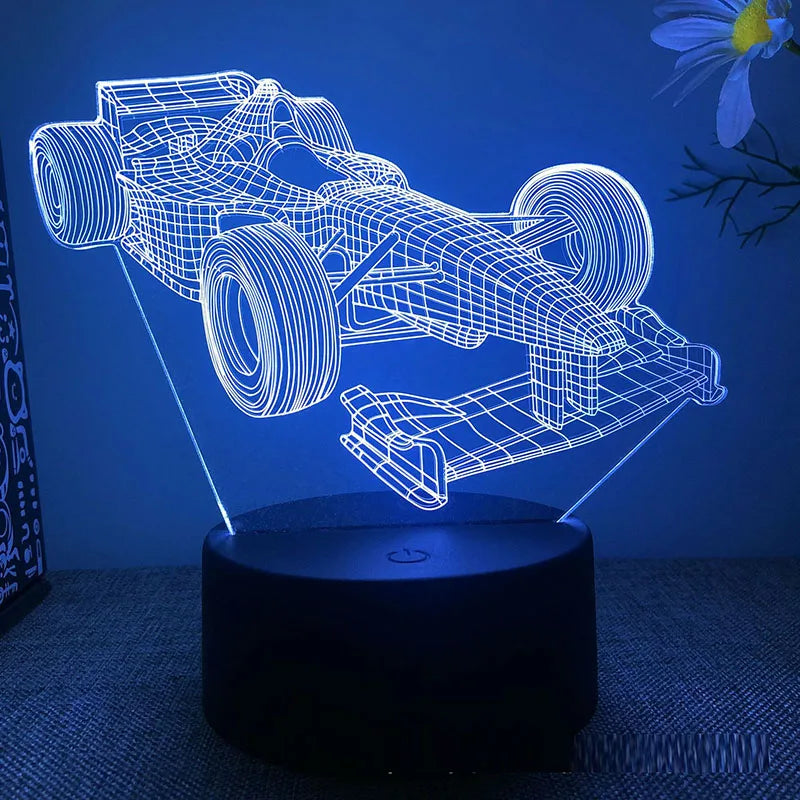 Formula 1 F1 Racing 3d LED Night Light Bedroom Custom Supercar Club Logo Write Name Superstar Lamp Birthday Gift For Boyfriend