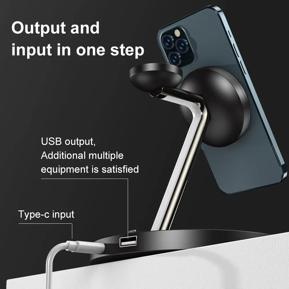 4 in 1Wireless charger for iphone 16 15 pro max magnetic phone charger holder for iwatch airpods pro 2 3 4 with LED Night Light