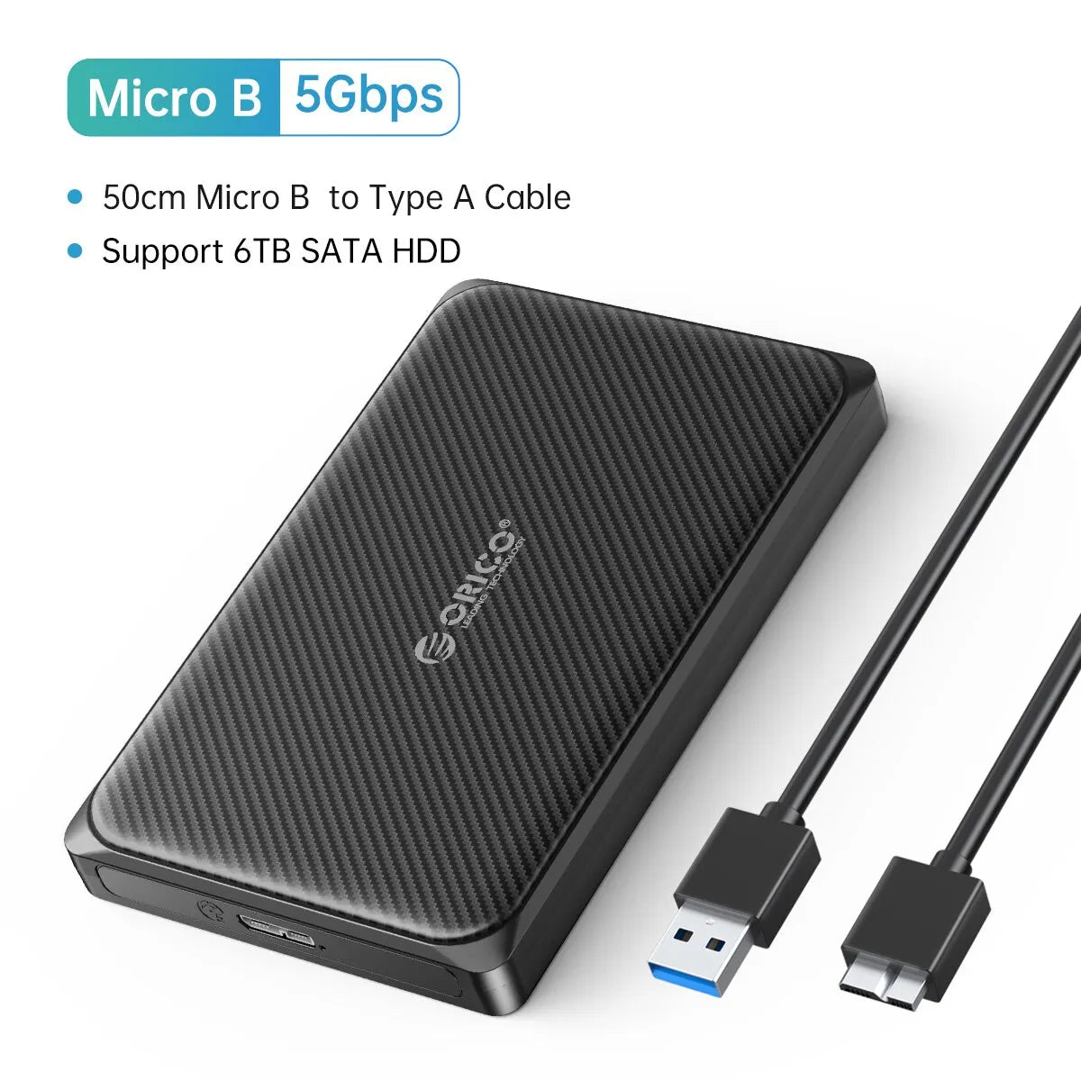 ORICO Mrico-B 2.5 Inch Hard Drive Case SATA to USB3.0 5Gbps & 6Gbps External HDD Enclosure for PC Computer PS5