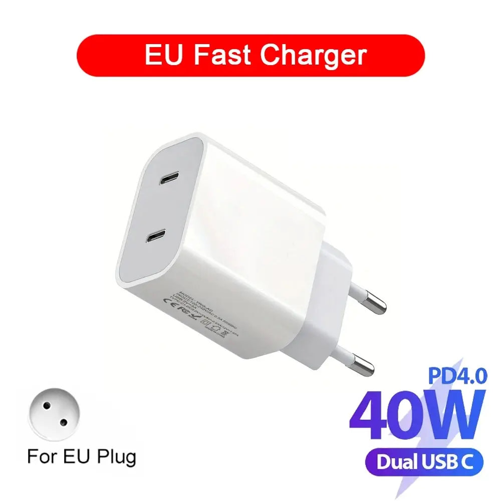 Dual PD 20W USB C Charger USB Type C Fast Charging Mobile Phone Charger Adapter for iPhone16 15 14 Pro Max Xiaomi Wall Charger