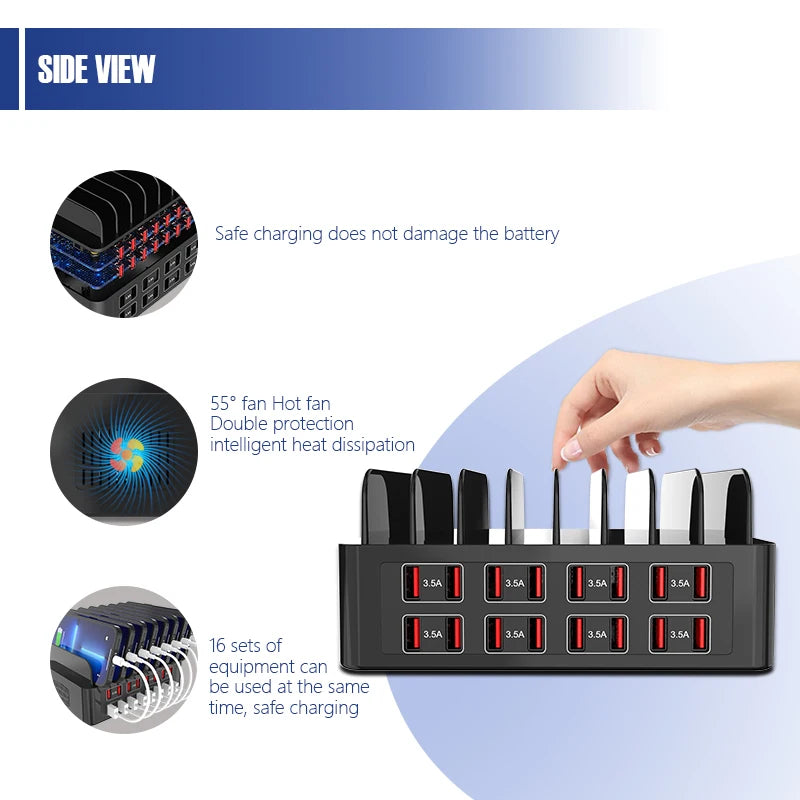 16 port USB hub mounting bracket for refurbished mobile phone USB hub charger, multi port charger bracket