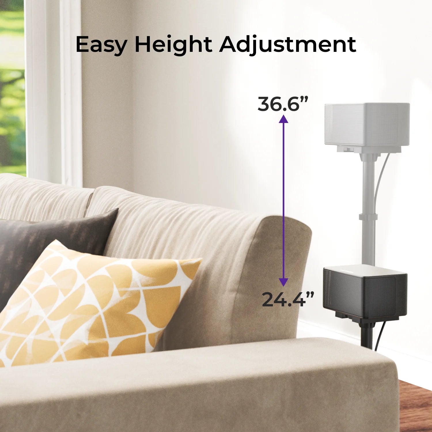 ULTIMEA Steady 310 Height Adjustable Speaker Stand from 62cm to 93cm for Surround Speakers with a Load Capacity of up to 3kg