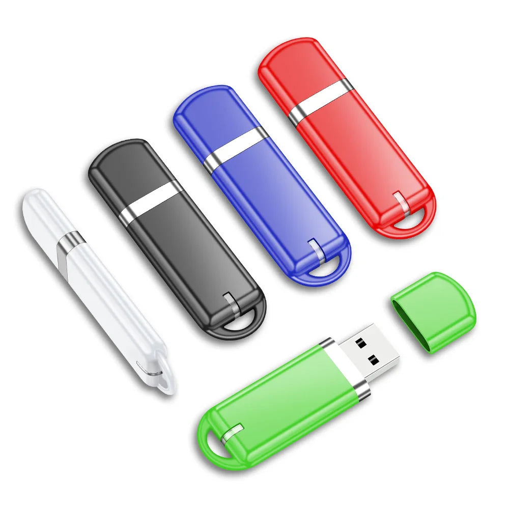 JASTER 64GB USB Flash Drive - Business Gifts in red, blue, black, white, and green with USB 2.0 interface and keyring loop design.