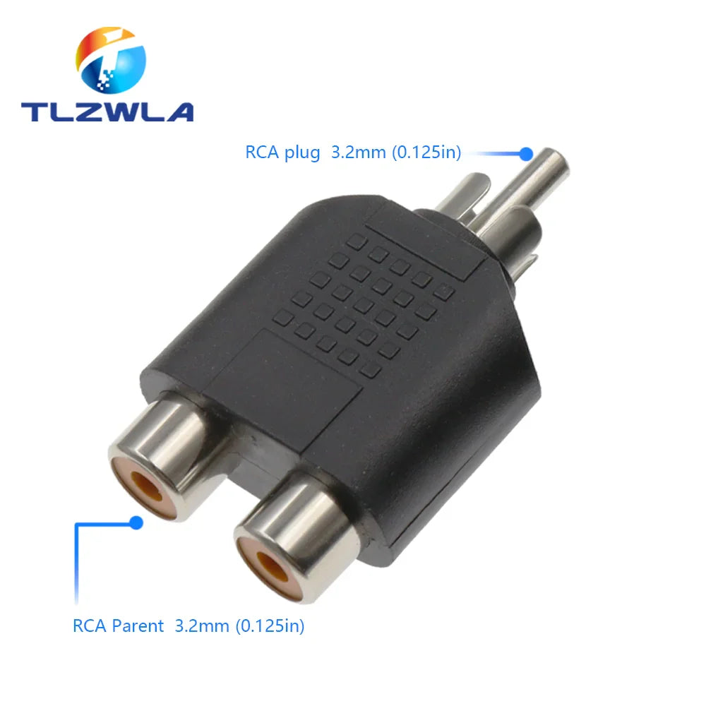 1PCS RCA Female Socket Turn 3.5MM Stereo Plug Audio Adapter 6.3MM Stereo Plug To RCA Socket 2 in 1 Stereo Connector