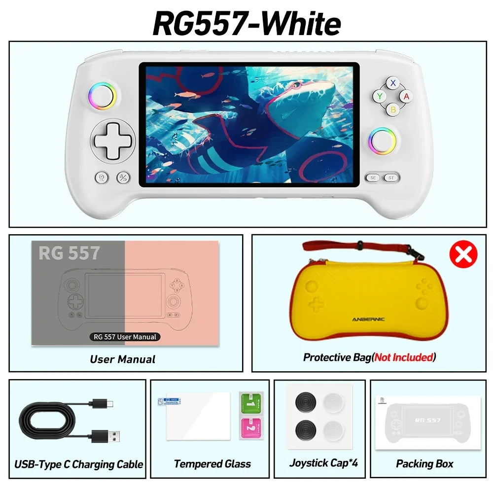 ANBERNIC RG557 Retro Handheld Game Video Player Console Android 14 12G+256G 5.48 inch AMOLED Screen 512G PS2 PSP Games RG 557