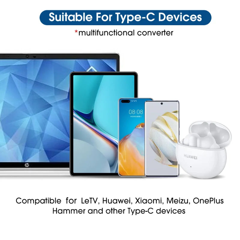Universal Type-C Phone Charging Adapter Lightning Female To USB C Male Cable Converter Fast Charge Connector