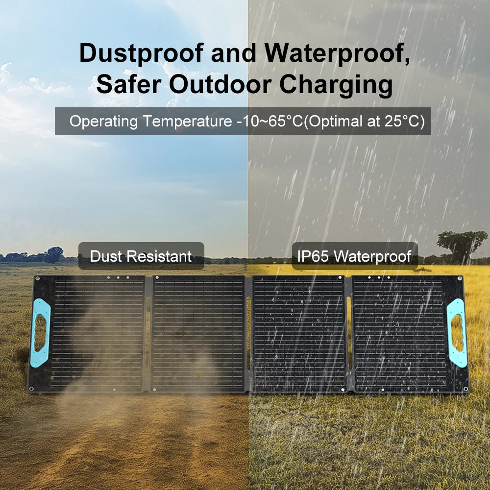 ECOPLAY 100W Flexible Solar Panels Outdoor Emergency Power Supply IP65 Waterproof Portable Folding Bag for RV Camping Fishing
