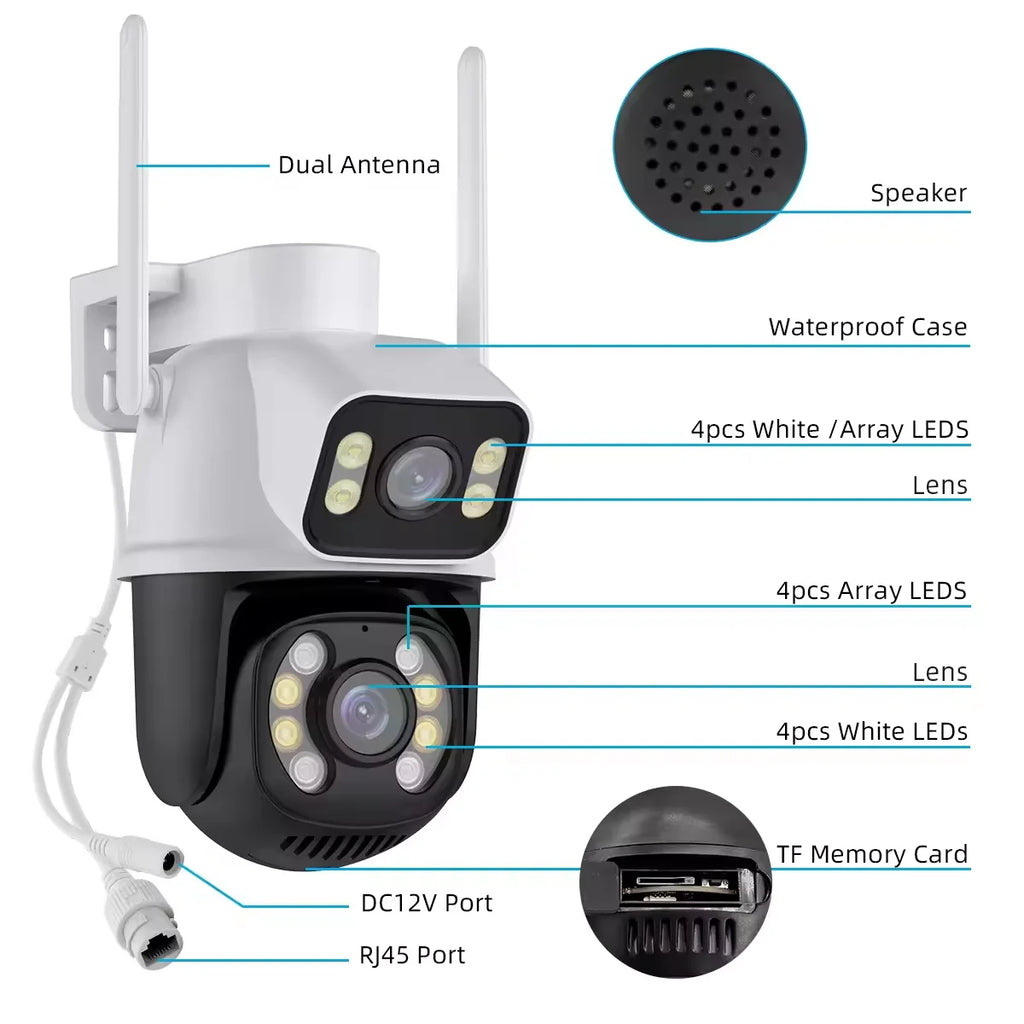 Hiseeu 4K 8MP PTZ Wifi IP Camera Dual Lens 5X Zoom Colorful night vision ONVIF Wireless Surveillance CCTV Cameras Security Prote