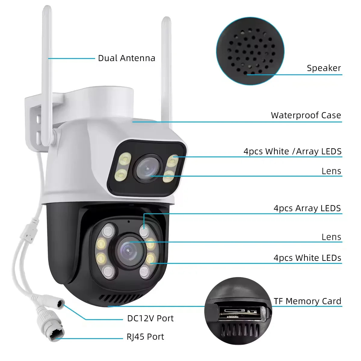 Hiseeu 4K 8MP PTZ Wifi IP Camera Dual Lens 5X Zoom Colorful night vision ONVIF Wireless Surveillance CCTV Cameras Security Prote