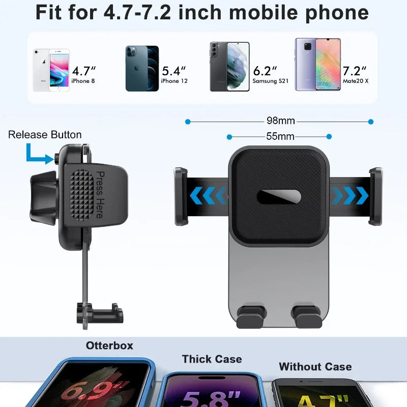 Car Cell Phone Holder Cellphone Mount for Dashboard Windshield Auto Dash Mobile IPhone Support Fit 4.7-7" Smartphone Auto Supply
