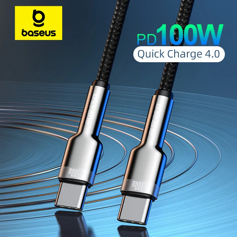 Baseus 100W USB C to USB Type C Cable for MacBook Pro QC 4.0 PD USB C Fast Charger Cable for Xiaomi Redmi For iPhone 15 Plus Pro