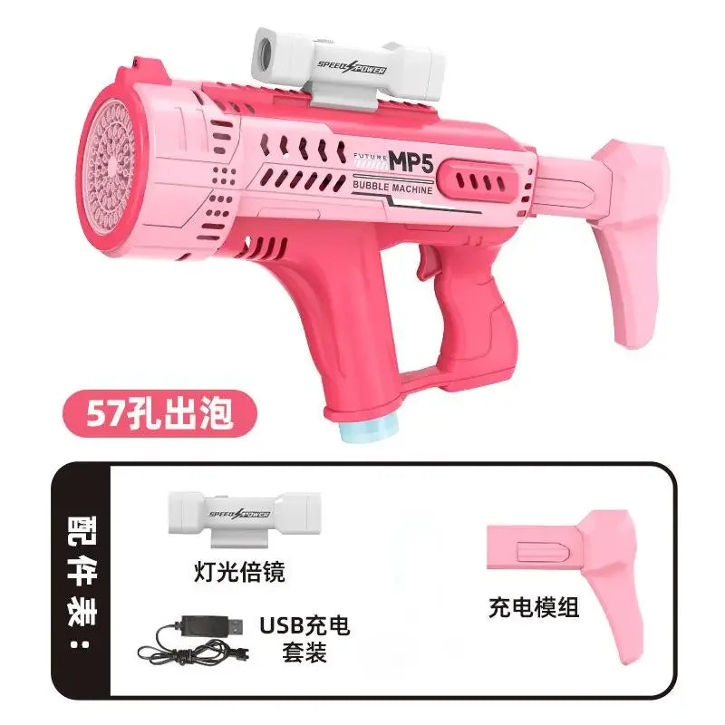 New fully automatic 57 hole new energy electric colorful light bubble gun children's outdoor interactive toy