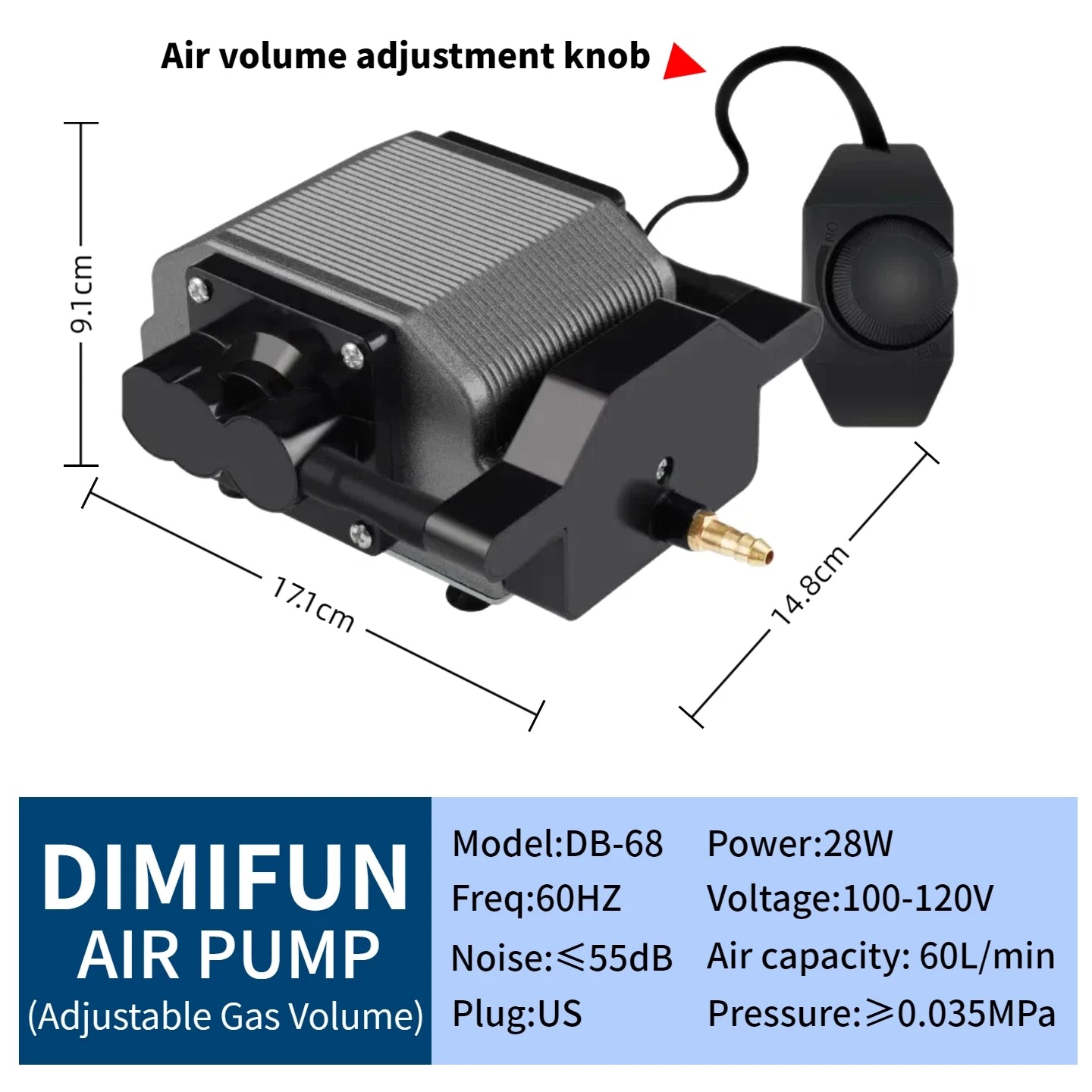 DIMIFUN 28W air compressor air auxiliary pump, air volume 60L/min, compatible with all brands of CNC laser engraving machines