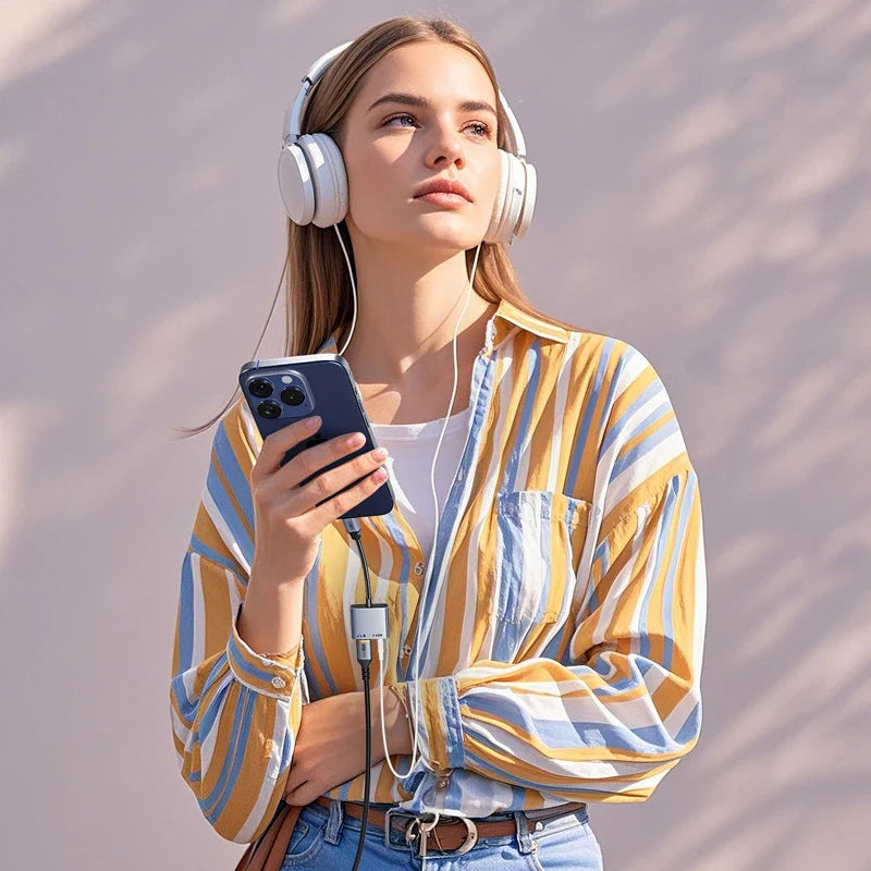 CABLETIME USB C to 3.5mm Audio hub Adapter USB C Headphone Charger 2-in-1 PD 60W Fast Charger Adapter Hi-Fi for IPhone Xiaomi