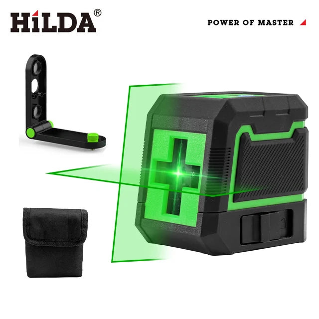 HILDA Laser Level 2 Lines Self-Leveling Horizontal And Vertical Cross Super Powerful Green Laser Beam Line