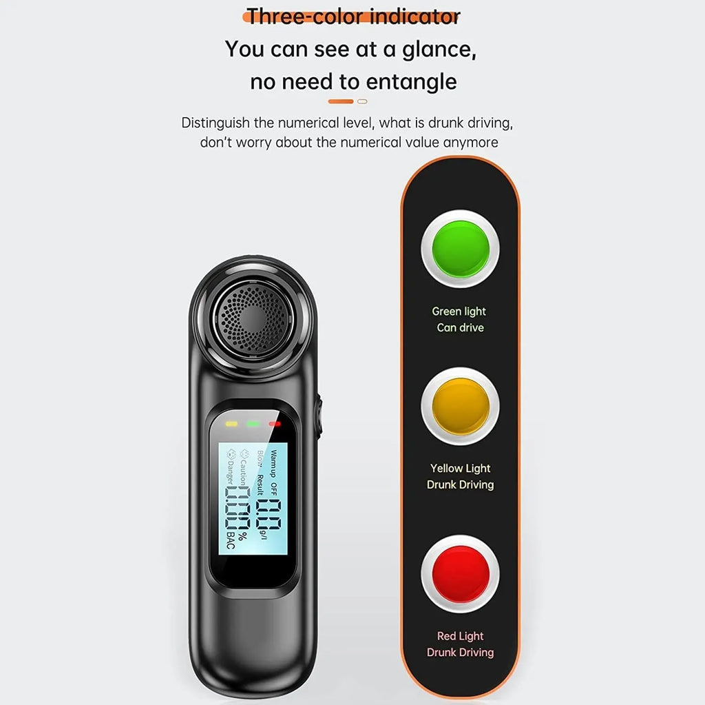 Non-Contact High-Precision Alcohol Tester Digital LCD Screen USB Rechargeable Breath Alcohol Tester Breathalyzer Analyzer
