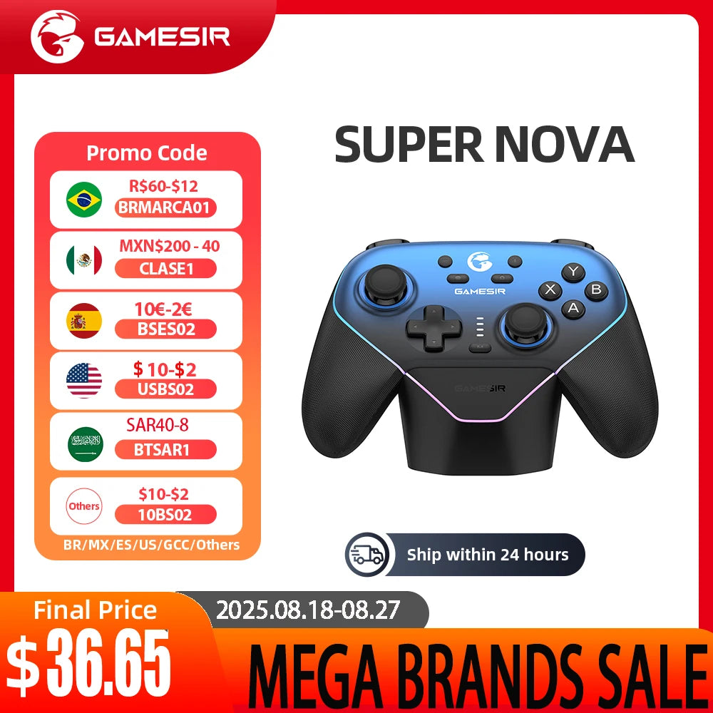 Original GameSir Super Nova Wireless Switch Controller with Charging Station, Hall Effect Joystick for PC Switch Android Phone