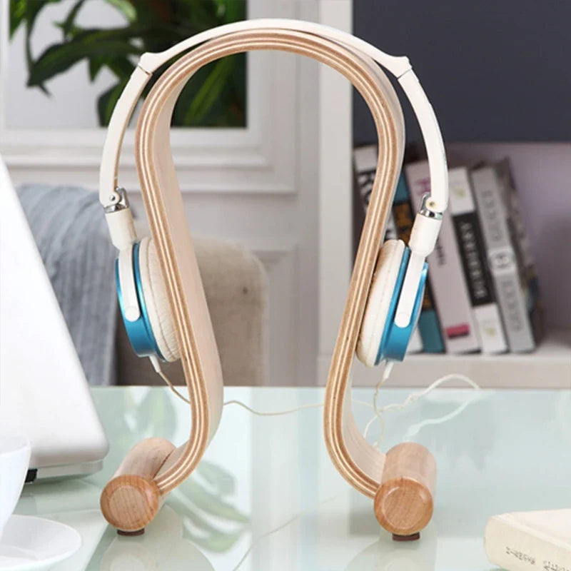 Walnut Wood Headset Stand in Nature Walnut Surface Gaming Headset Holder with Solid Heavy Base for All Headphone Sizes